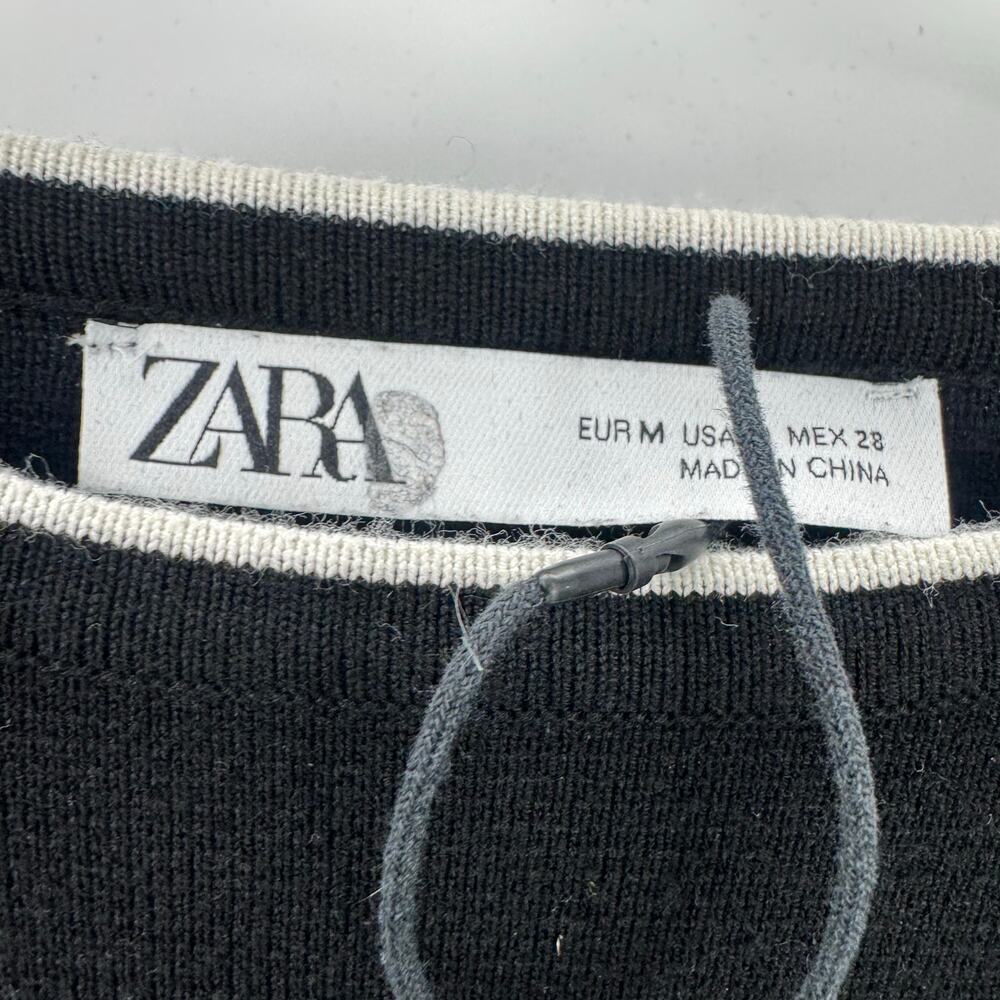 Zara Women's Knit Fit and Flare Dress Sleeveless Black/White Size Medium - Picture 6 of 8